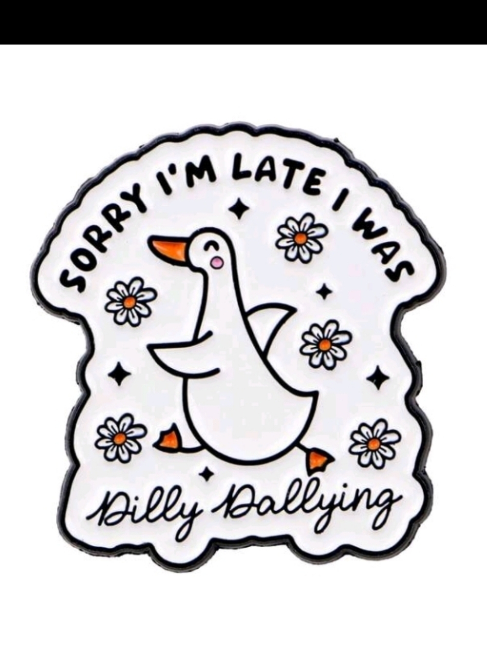 Dilly Dallying Goose White Orange Enamel Pin Brooch